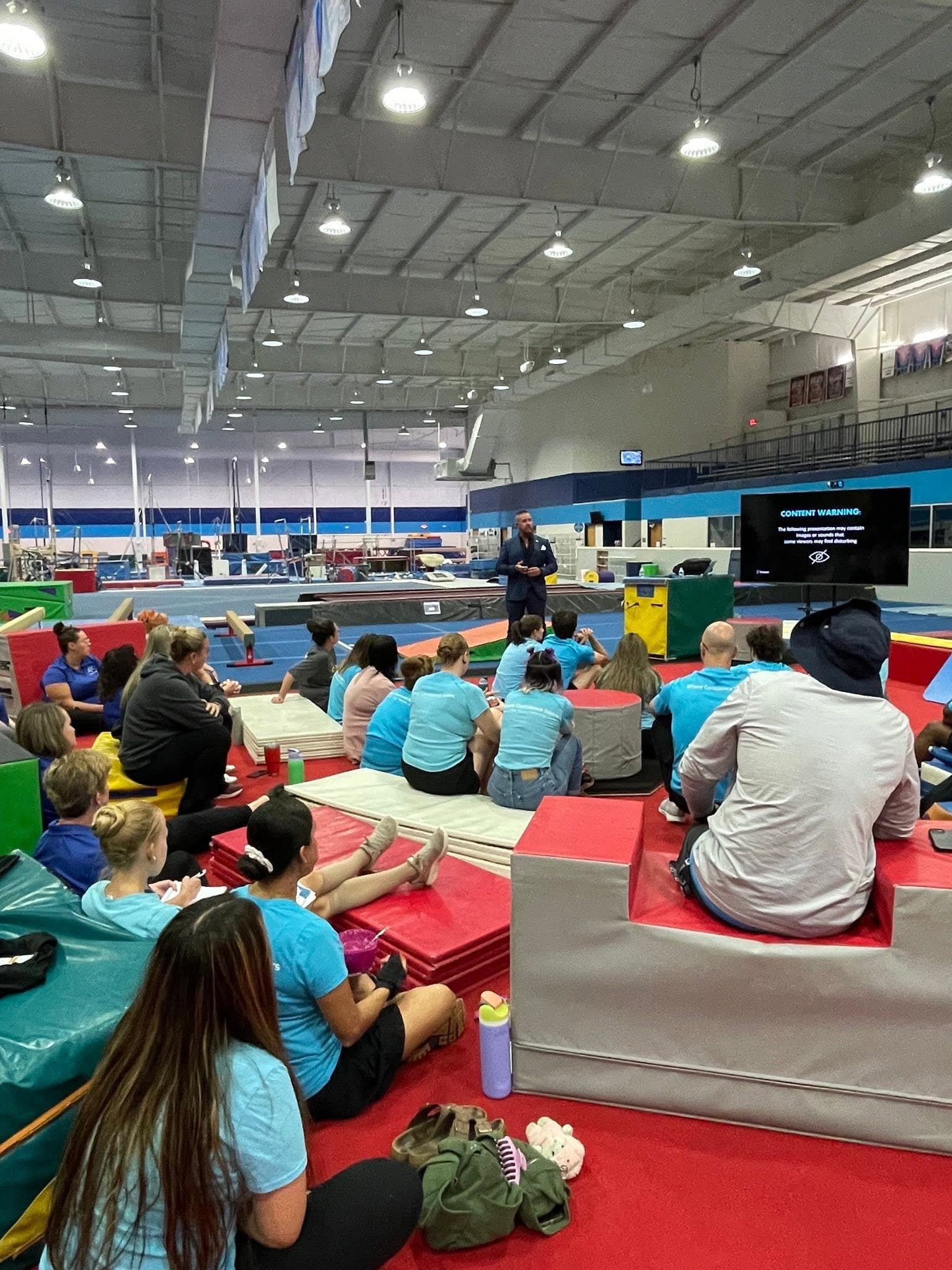 Staff safety training at a gymnastics facility